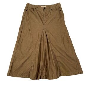 Y2K Personal Identity Tan Brown Corduroy Midi Skirt Size 9/10 Cotton Flared